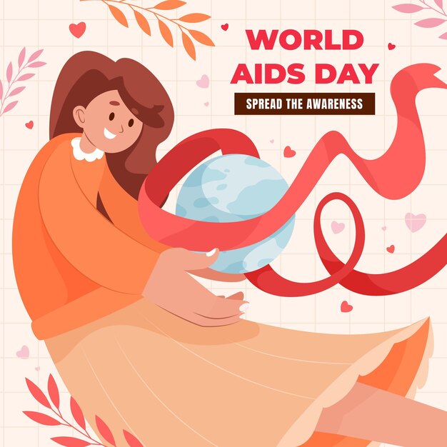 Illustrazione piatta della giornata mondiale dell'AIDS