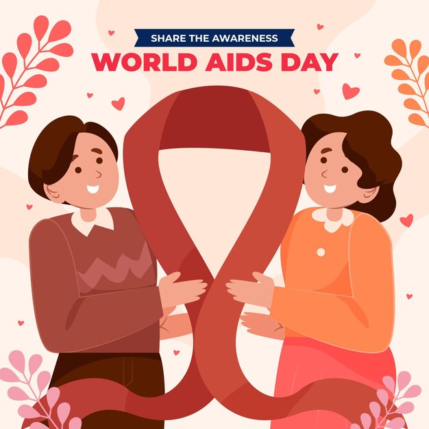 Illustrazione piatta della giornata mondiale dell'AIDS