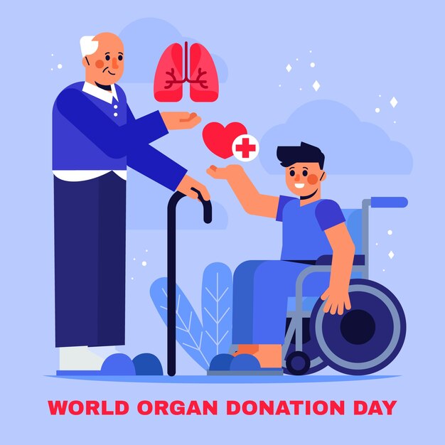 Illustrazione piatta della giornata mondiale della donazione di organi