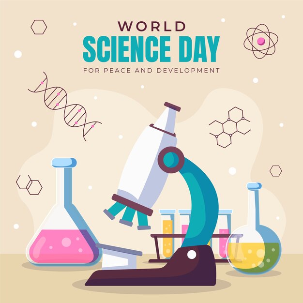 Illustrazione piatta della giornata mondiale della scienza