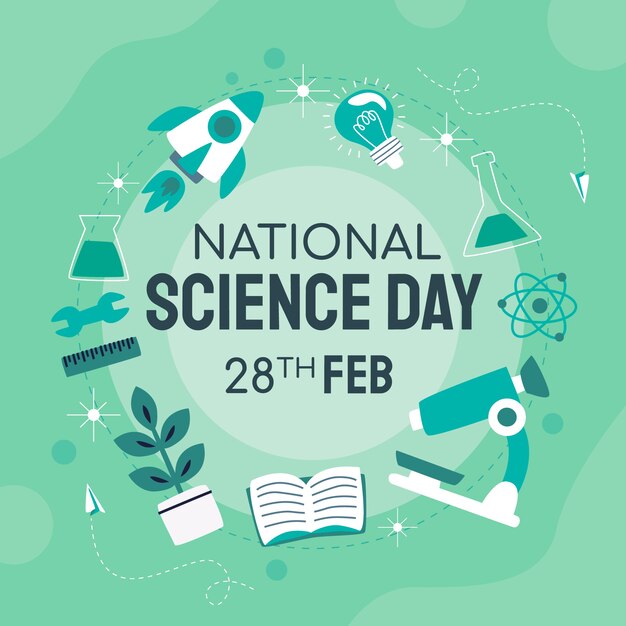 Illustrazione piatta della giornata nazionale della scienza