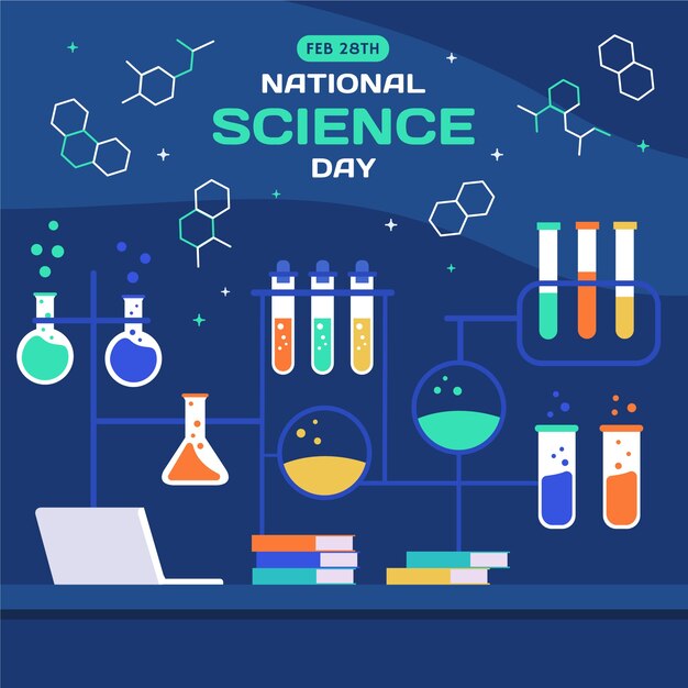 Illustrazione piatta della giornata nazionale della scienza