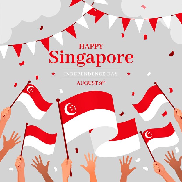 Illustrazione piatta della giornata nazionale di singapore