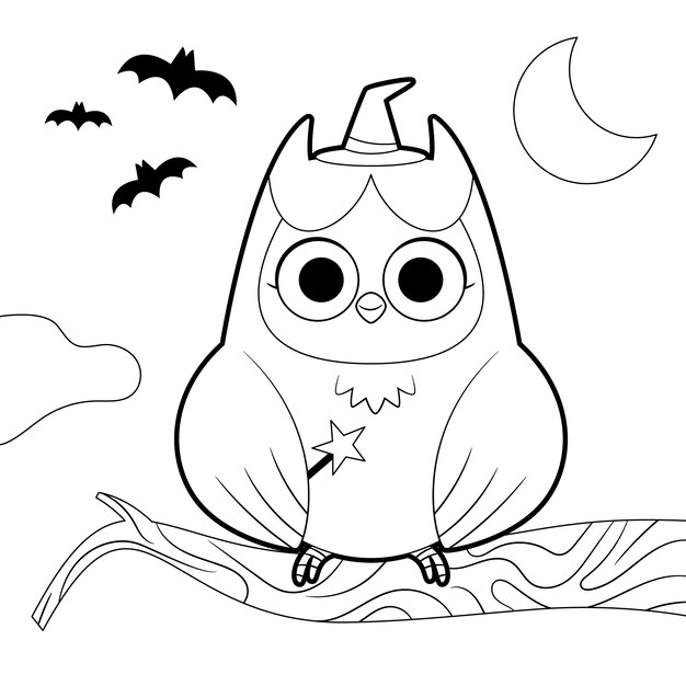 Illustrazione piatta della pagina di colorazione di halloween