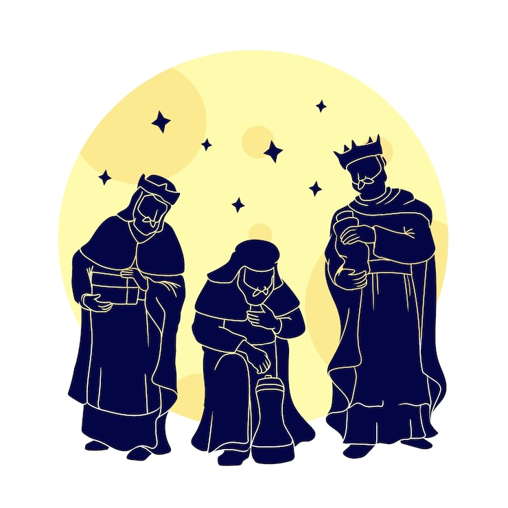 Vettore gratuito illustrazione piatta della siluetta di reyes magos
