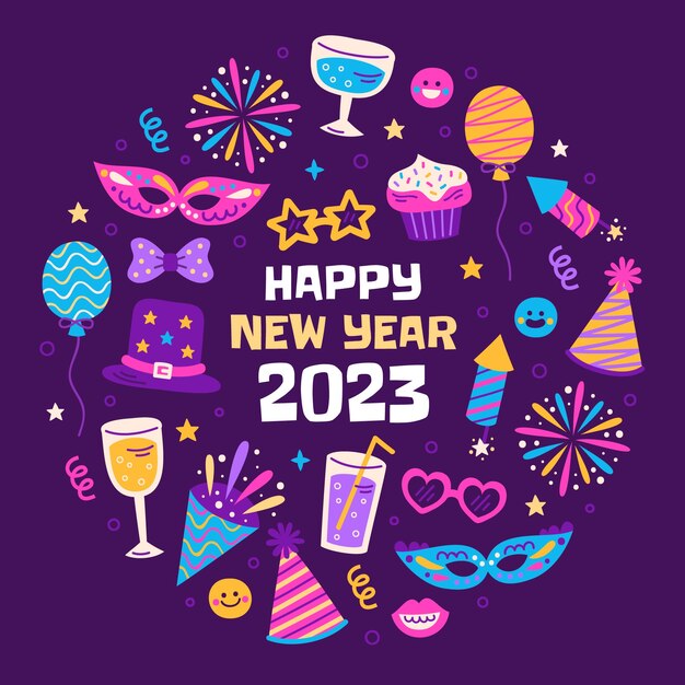 Illustrazione piatta di celebrazione di capodanno
