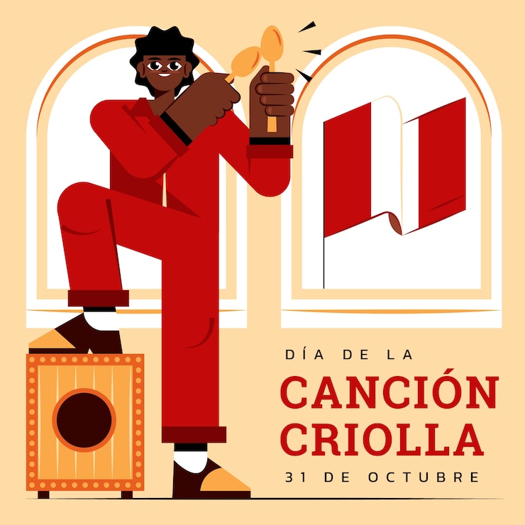Vettore gratuito illustrazione piatta dia de la cancion criolla