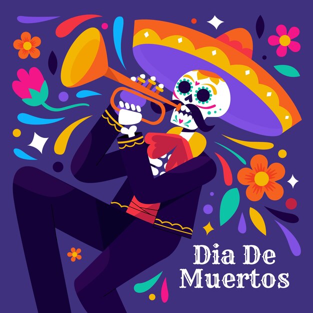 Illustrazione piatta dia de muertos