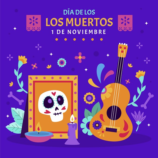 Illustrazione piatta dia de muertos