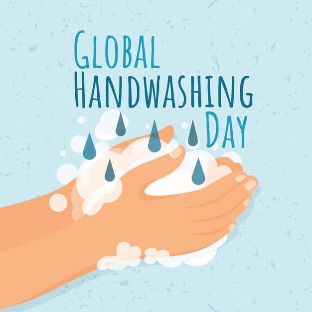 Illustrazione piatta disegnata a mano del giorno del lavaggio delle mani globale