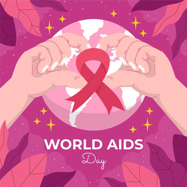 Illustrazione piatta disegnata a mano per la giornata mondiale dell'AIDS