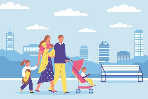 illustrazione piatta famiglia