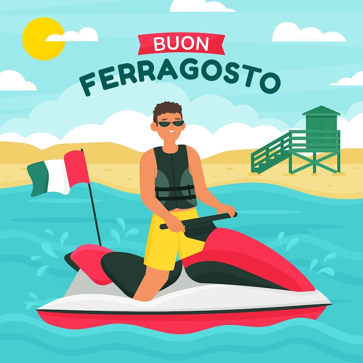 Vettore gratuito illustrazione piatta ferragosto