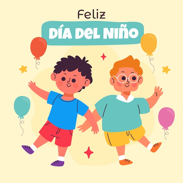 Illustrazione piatta in spagnolo per la celebrazione della giornata dei bambini