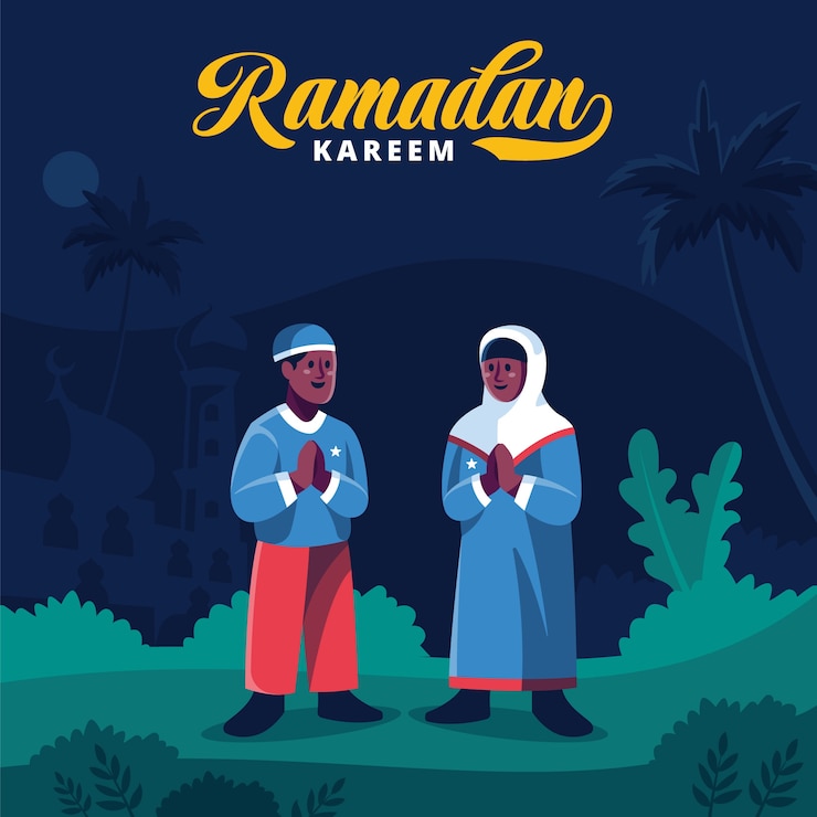 Vettore gratuito illustrazione piatta per bambini ramadan