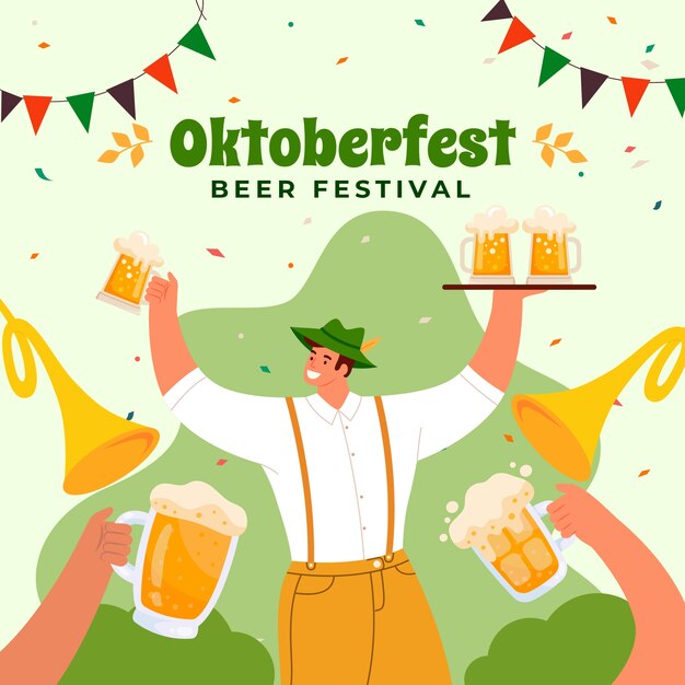 Illustrazione piatta per il festival dell'oktoberfest