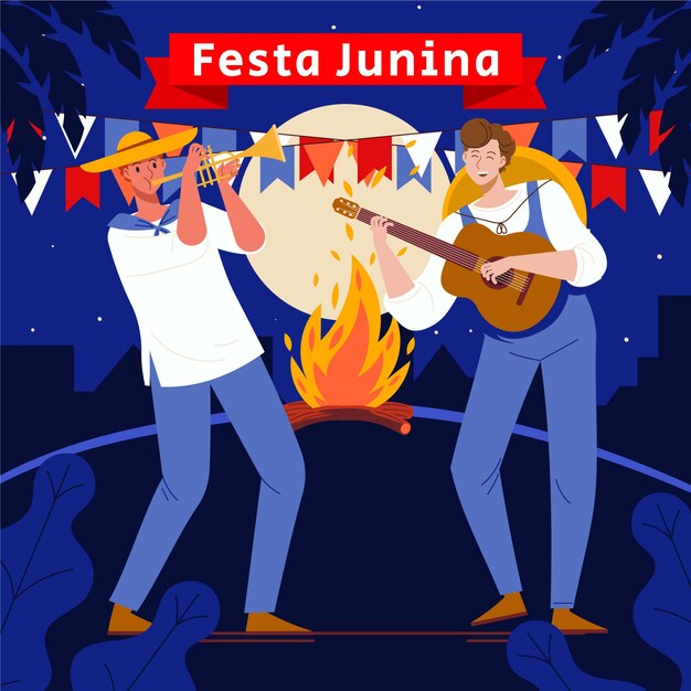 Illustrazione piatta per la celebrazione brasiliana delle festas juninas