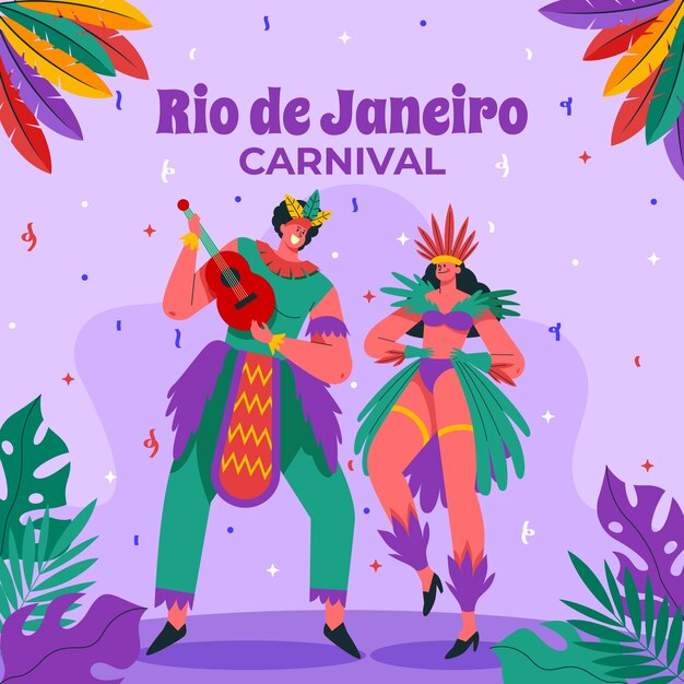 Illustrazione piatta per la celebrazione del carnevale brasiliano
