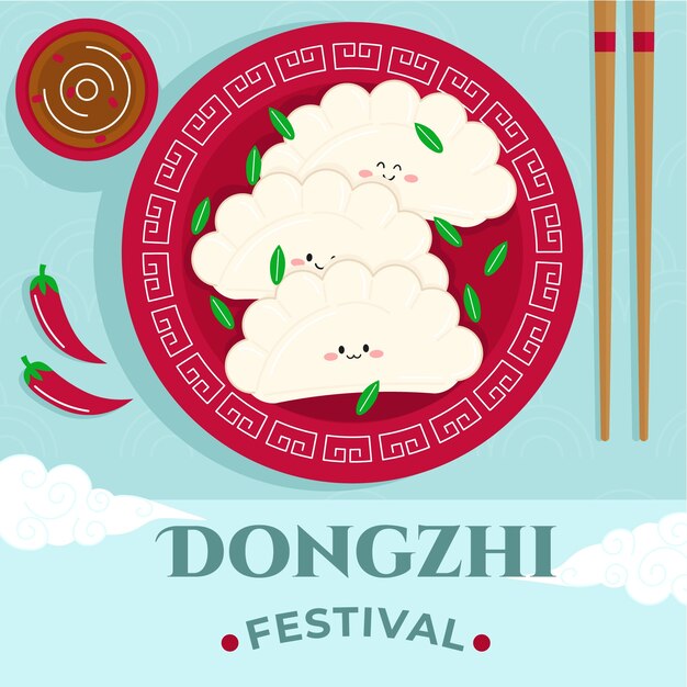Illustrazione piatta per la celebrazione del festival cinese dongzhi