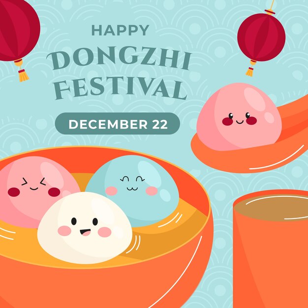 Illustrazione piatta per la celebrazione del festival cinese dongzhi