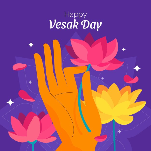 Illustrazione piatta per la celebrazione del festival vesak