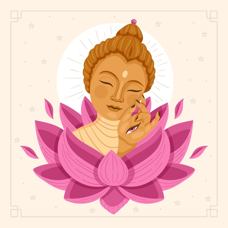 Vettore gratuito illustrazione piatta per la celebrazione del festival vesak