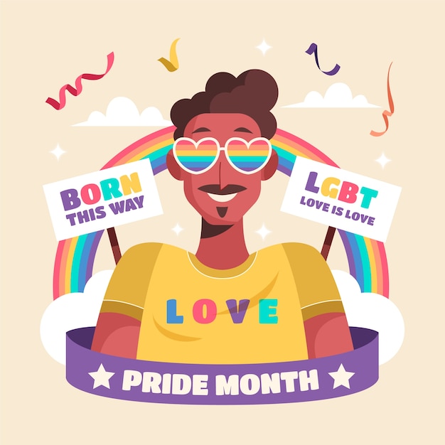 Illustrazione piatta per la celebrazione del mese dell'orgoglio