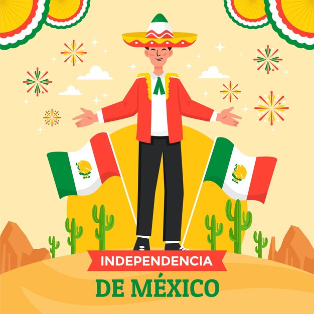 Illustrazione piatta per la celebrazione dell'indipendenza del Messico