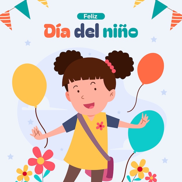Illustrazione piatta per la celebrazione della festa dei bambini in spagnolo