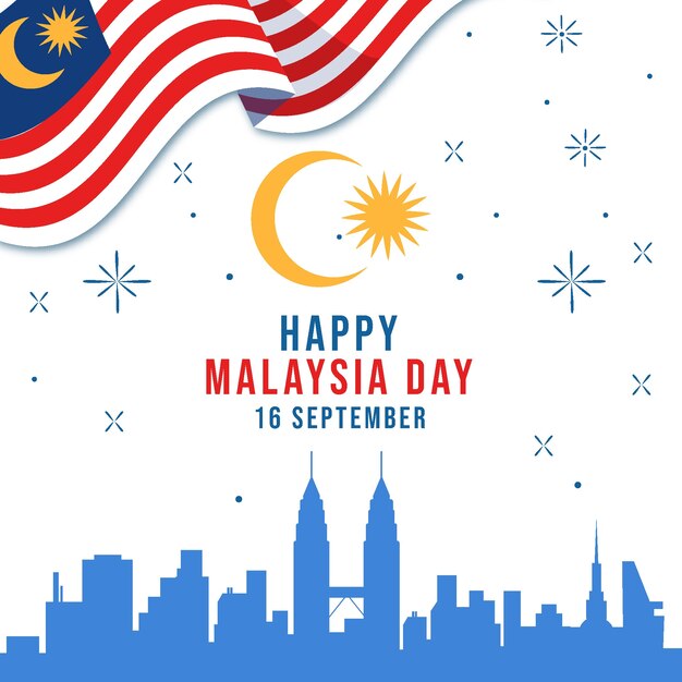 Illustrazione piatta per la celebrazione della Giornata della Malesia