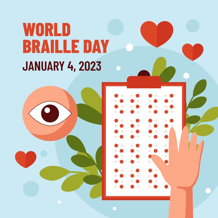 Vettore gratuito illustrazione piatta per la celebrazione della giornata mondiale del braille