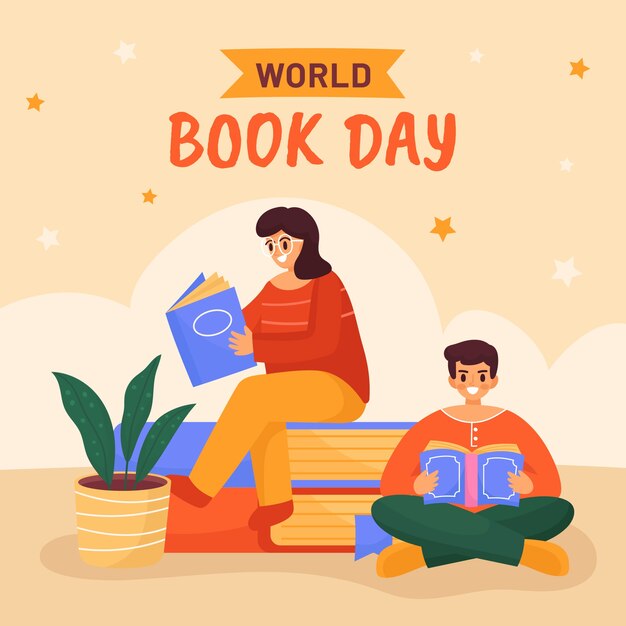 Illustrazione piatta per la celebrazione della giornata mondiale del libro
