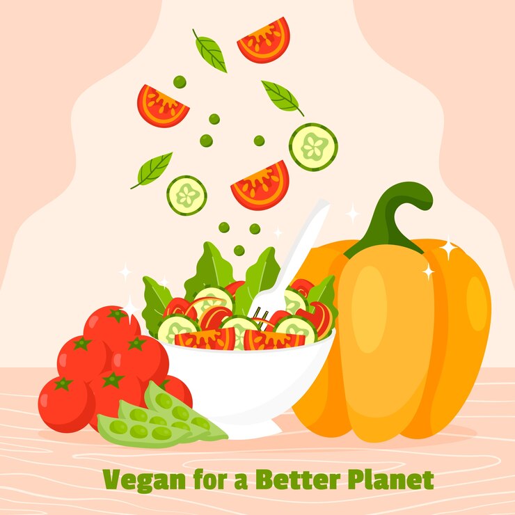 Vettore gratuito illustrazione piatta per la celebrazione della giornata mondiale vegana