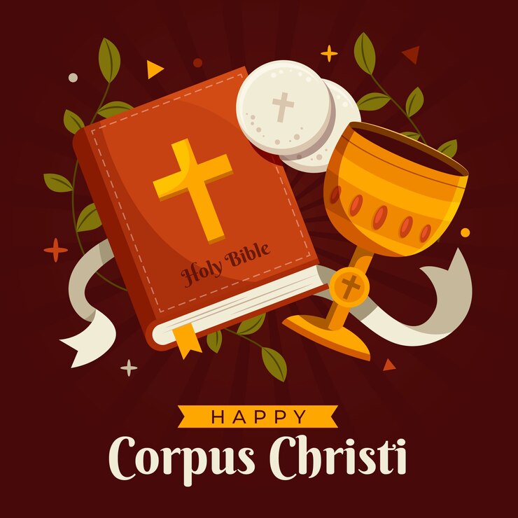 Vettore gratuito illustrazione piatta per la celebrazione religiosa del corpus domini