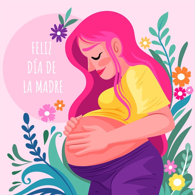 Illustrazione piatta per la festa della mamma in spagnolo