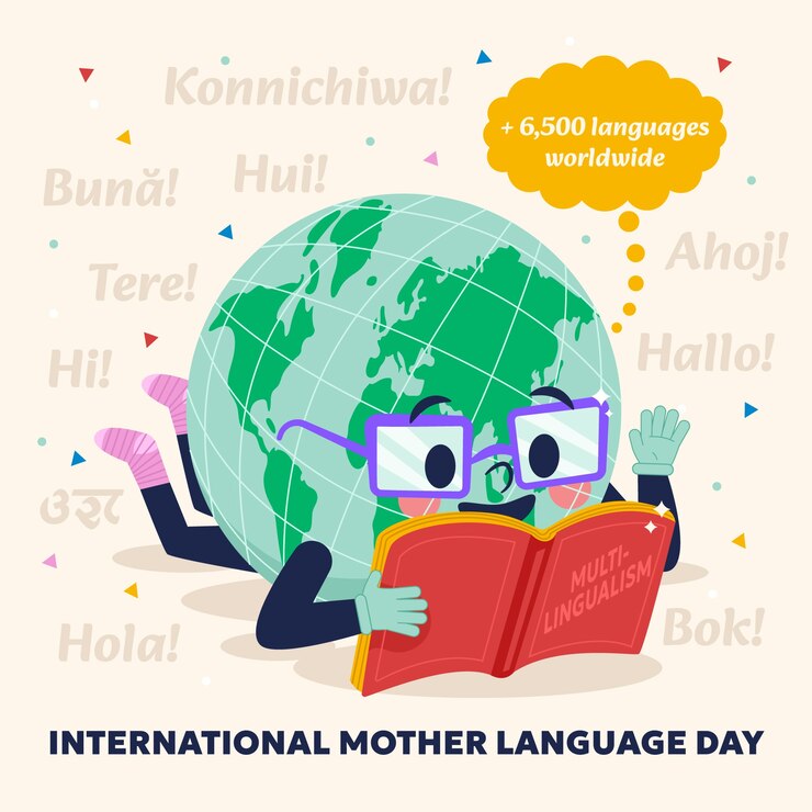 Vettore gratuito illustrazione piatta per la giornata internazionale della lingua madre
