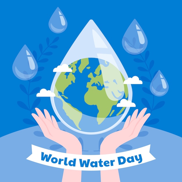 Illustrazione piatta per la giornata mondiale dell'acqua