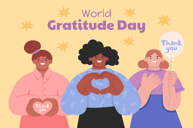 Illustrazione piatta per la giornata mondiale della gratitudine