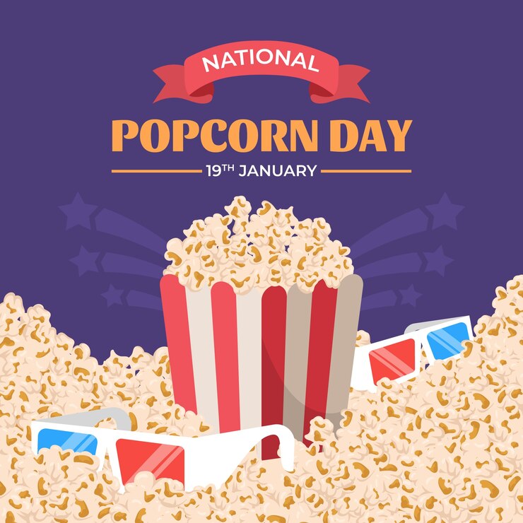 Vettore gratuito illustrazione piatta per la giornata nazionale dei popcorn