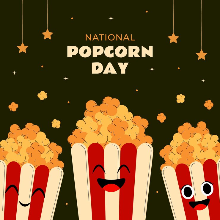 Vettore gratuito illustrazione piatta per la giornata nazionale dei popcorn