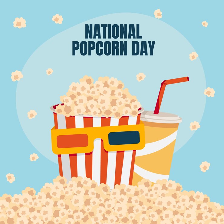 Vettore gratuito illustrazione piatta per la giornata nazionale dei popcorn