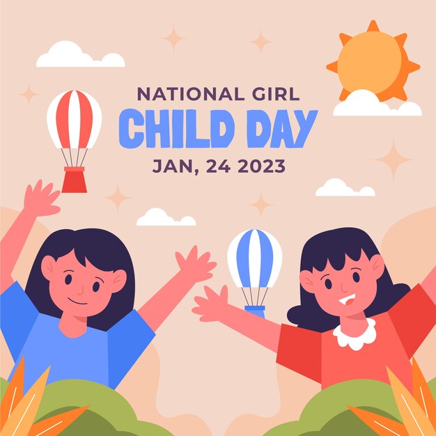 Illustrazione piatta per la giornata nazionale della bambina