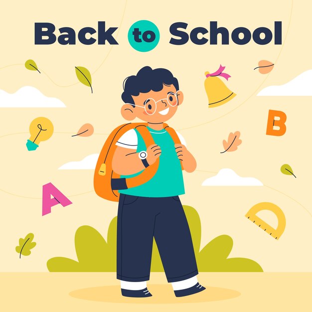Illustrazione piatta per la stagione di ritorno a scuola