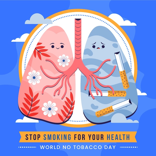 Illustrazione piatta per nessuna consapevolezza del giorno del tabacco