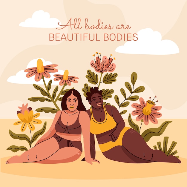 Illustrazione positiva del corpo disegnata a mano