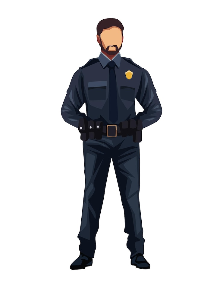 Vettore gratuito illustrazione professionale in piedi della polizia isolata