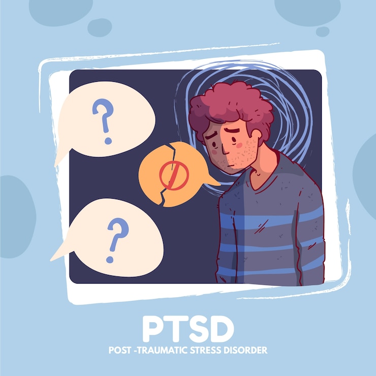 Vettore gratuito illustrazione ptsd disegnata a mano