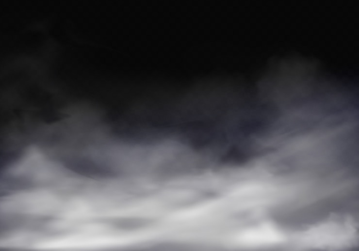 Vettore gratuito illustrazione realistica 3d di nebbia, nebbia grigia o fumo di sigaretta.