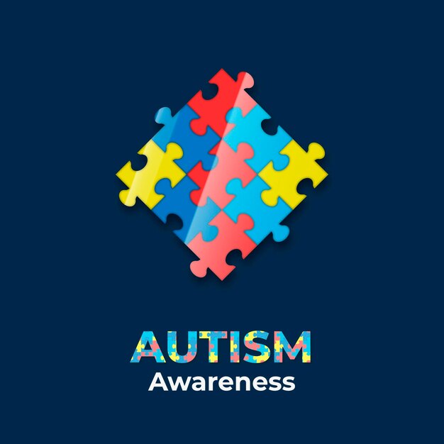 Illustrazione realistica del giorno di consapevolezza dell'autismo del mondo