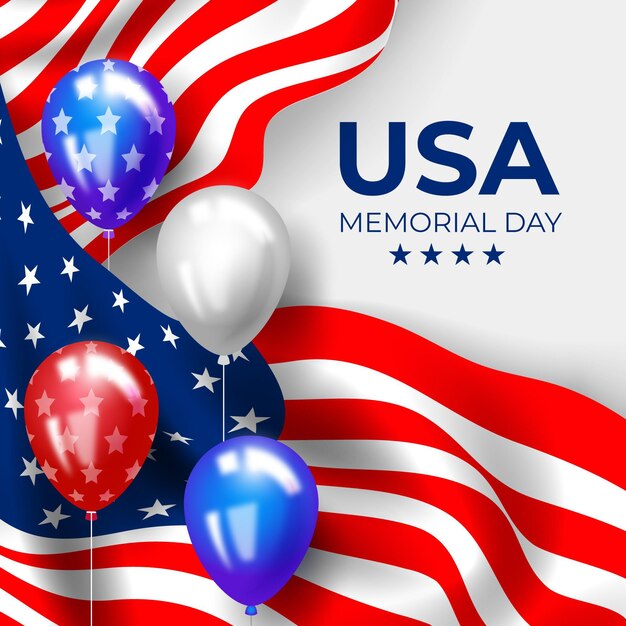 Illustrazione realistica del memorial day degli Stati Uniti